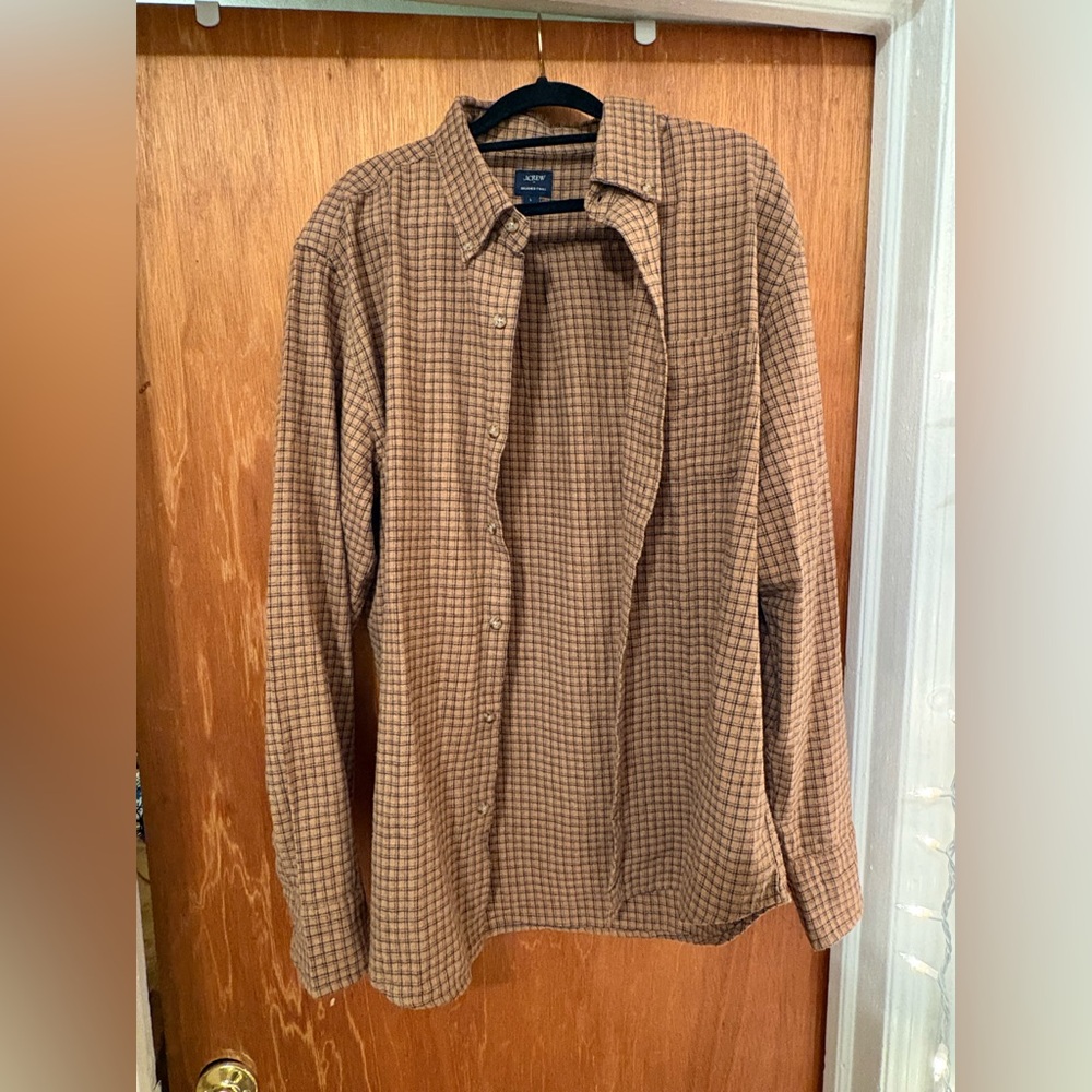 J. Crew Brushed Twill Brown Checkered Button Shirt